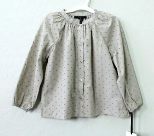 Victoria Beckham x Target Girls' Sage Green Swiss Dot Button Down Top Size L - Picture 1 of 7