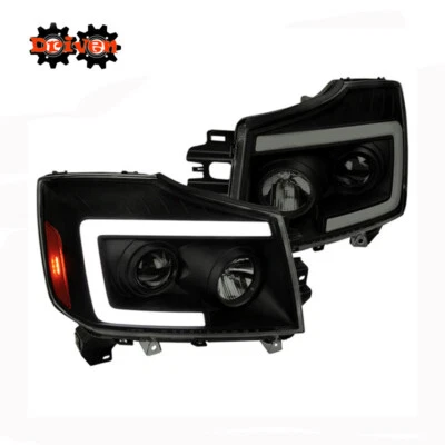 For 04-15 Nissan Titan 04-07Armada Projector Headlight Smoked LED Switchback DRL - Image 1 of 4
