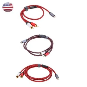 USB Type C to 2 RCA Male Audio Cable for Tablet Speaker Amplifier - Picture 1 of 21