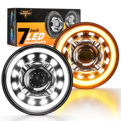 AUXBEAM DOT 7" 135W LED Headlights w/ DRL&Turn Signal Hi/Lo for Jeep Wrangler JK - Image 1 of 4