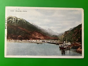 Yukon River, Skagway, Alaska AK Postcard ~ Docks, Boats, View ~ Posted 1934 - Picture 1 of 2
