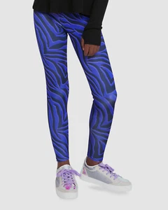 $56 Terez Girls Kids Purple Zebra Stretch Yoga Gym Leggings Pants Size S - Picture 1 of 6