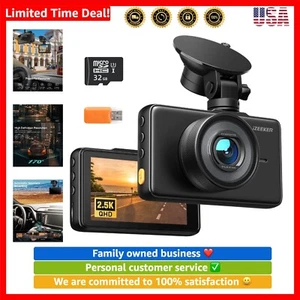 2.5K Dash Cam, 1440P QHD Car Camera with Free 32GB Card, 3" IPS Display, Nigh... - Picture 1 of 7