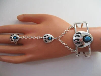 Sklavenarmband Türkis  925 Silber Indianerschmuck RG 56 Armreif Ring Bärentatze - Bild 1 von 4