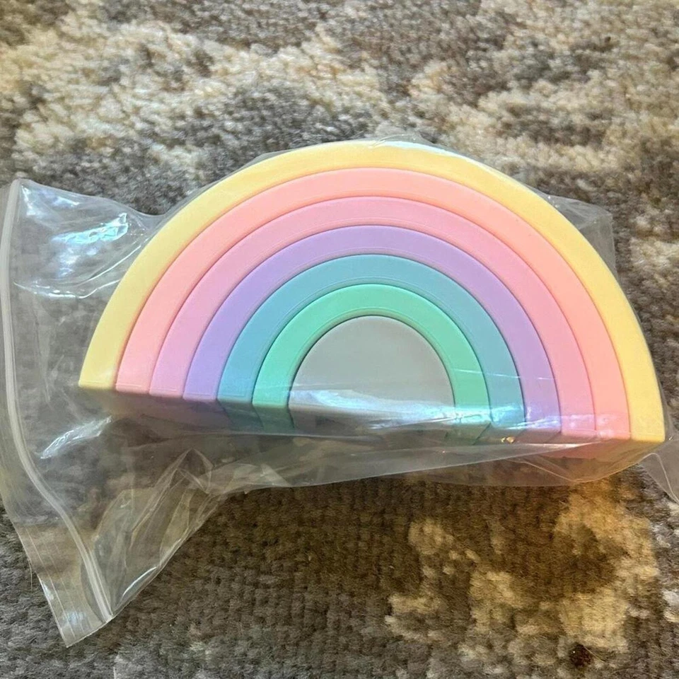 Living Textiles Co Montessori Pastel Rainbow Stacking Toy Silicone (NEW) - Image 1 of 1