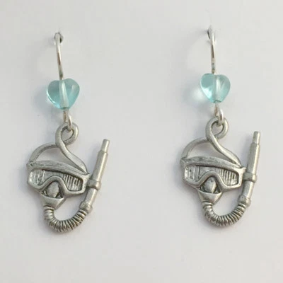 Pendiente colgante de snorkel de peltre y plata de ley - Buzos, buceo, natación, snorkel Foto 1 de 2