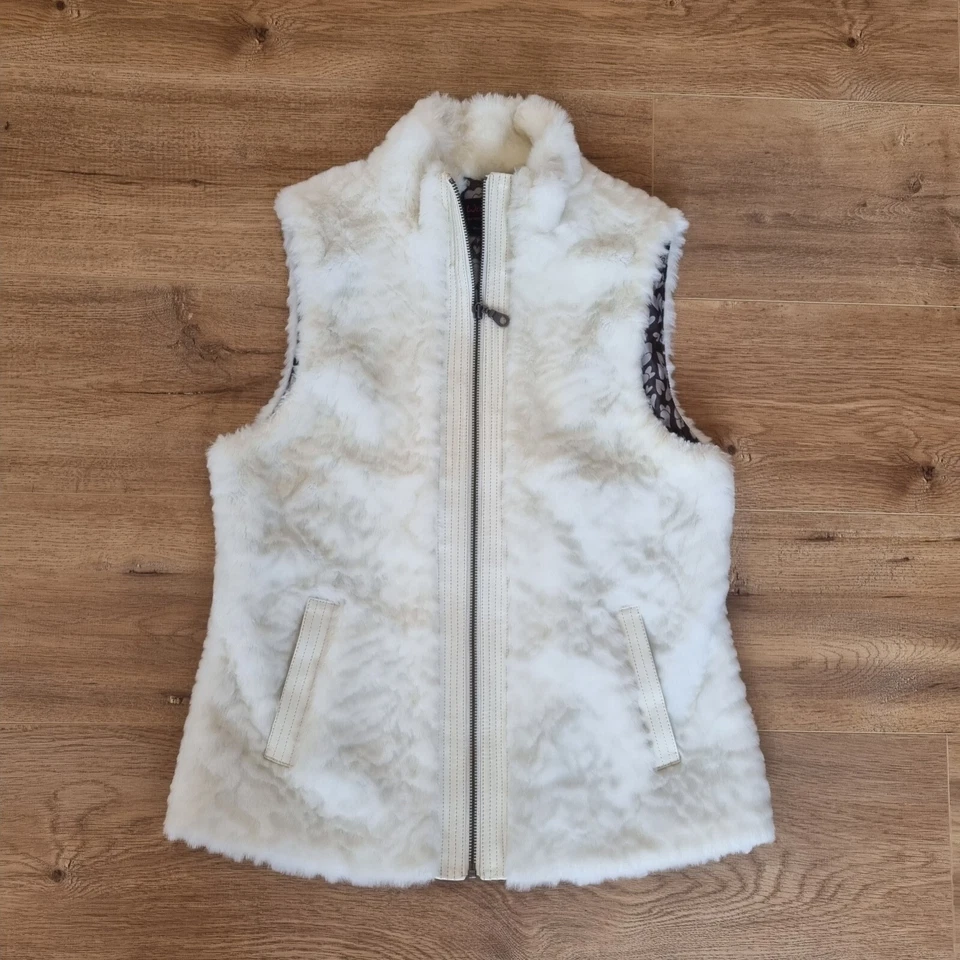 Wayne Cooper Cream Faux Fur Vest Jacket - Size 12 - image 1 of 4