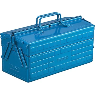 TOYO STEEL 2-Tier Tool Box ST-350 Blue Openable door Storage Case FedEx - Image 1 of 4