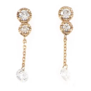 Edler Schmuck Ohrringe Swing Tropfen Schnur Loch Diamant 750RG - Bild 1 von 7