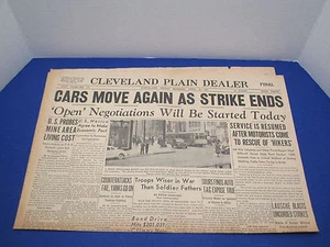 Cleveland Plain Dealer Newspaper Headline WWII Apr 30,1943 Strike Ends NP2 - Bild 1 von 1