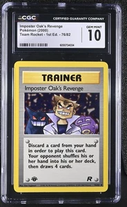 2000 POKEMON ROCKET 1ST EDITION 76/82 IMPOSTER OAK'S REVENGE PSA CGC 10 LOW POP - Picture 1 of 2