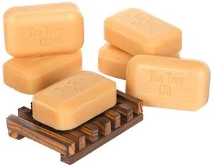 SOAP WORKS Tea Tree Oil Soap Bar, 6 Count with Free Soap Works Natural Wood S... - Picture 1 of 1
