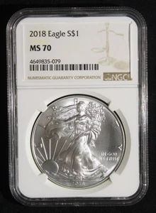 2018 MS70 NGC AMERICAN EAGLE UNCIRCULATED SILVER DOLLAR #56 - Picture 1 of 4