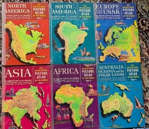 🍊Vintage 1960 Golden Book Picture Atlas of the World 6 Book Set! - Picture 1 of 23