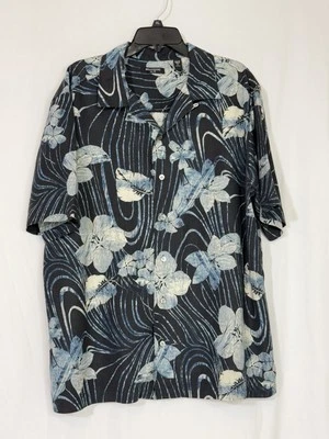 Brandini Mens 100% Silk Blue Floral Hawaiian Button Down Shirt Size XL - Image 1 of 4