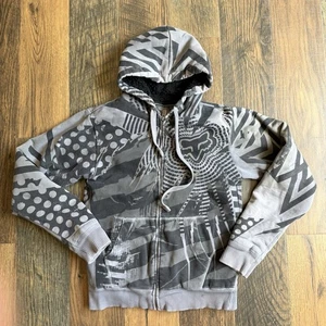 Vintage Fox Racing Sasquatch Fur Lined Hoodie Mens Small White Y2K Graphic Print - Picture 1 of 7