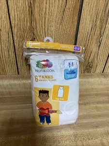 6 Pack Fruit of the loom Toddler Boys 4t-5t Tag Free Tanks White Brand New - Picture 1 of 4