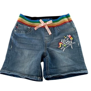 Vigoss The Chelsea Shorts Girls 6 Blue Denim Jeans Shorts Rainbow Unicorn - Picture 1 of 9