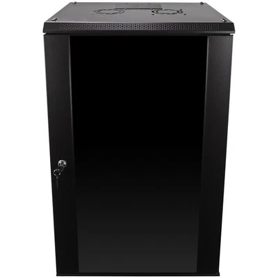 Gabinete de datos de servidor de red de montaje en pared 18U gabinete rack cerradura de puerta de vidrio con ventilador Foto 1 de 4