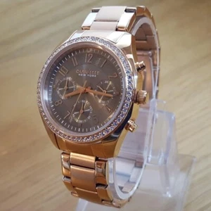 Mens Ladies Rose-Gold Bulova Caravelle 44L195 Melissa Bronze Chrono Glitz Watch - Picture 1 of 9