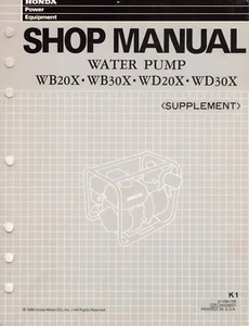 Genuine Honda Owner's Service/Repair Manual WP20X WP30X WD20X WD30X Water Pump - Bild 1 von 1