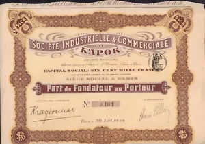 INDOCHINA: Industry & Commercial du KAPOK - emitido en París Francia 1914 - Imagen 1 de 1