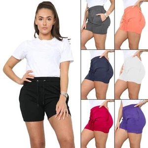 Ladies Shorts Summer Gym Sweat Fleece Tie Elasticated Waist Cycling Pants S-XL - Picture 1 of 21