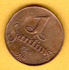 Latvia Copper 1 Santims 1928 Lettland Baltic XF 1532 - Picture 1 of 2