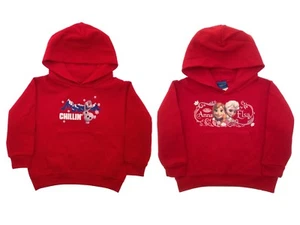 Disney Frozen Christmas Jumpers Hooded Top Elsa Anna Olaf Hoodie Hooded Size  - Picture 1 of 8