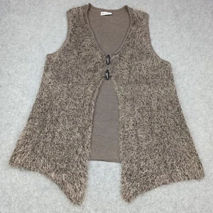 Gilet da donna Ulla Popken DE 46-48 UK 20-22 5% lana angora marrone toggle soffice - Foto 1 di 10
