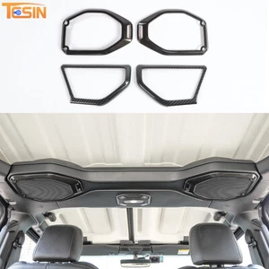 Carbon Fiber Pillar & Roof Speaker Horn Trim Cover for Jeep Wrangler JL JT 2018+ - Picture 1 of 18