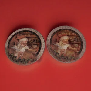 Vintage Christmas Santa Claus Thirsty One Resources 2001 Coasters Lot 2 EUC - Picture 1 of 6