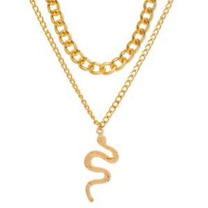 Fashion Gold Snake Pendant Necklace for Women Unique Personality Jewelry