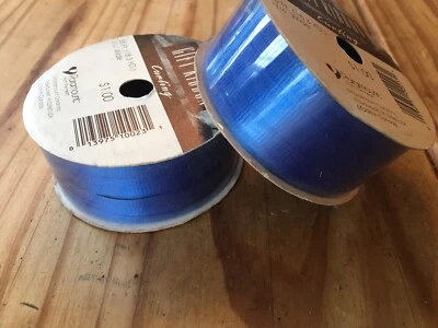2 VINTAGE BLUE CURLING GIFT  RIBBON ROLLS BY PARAMOUNT 55 FEET 3/16" WIDE - Image 1 of 4