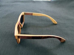 SKATEBOARD WOOD SERIES HANDMADE SUNGLASSES WB31 55-19-145 POLARIZED LENS LOGO   - Picture 1 of 1