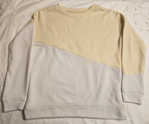 GIRL'S YELLOW & WHITE COLORBLOCK LONG SLEEVE FRENCH TERRY SWEATSHIRT - XL - GUC - Picture 1 of 5
