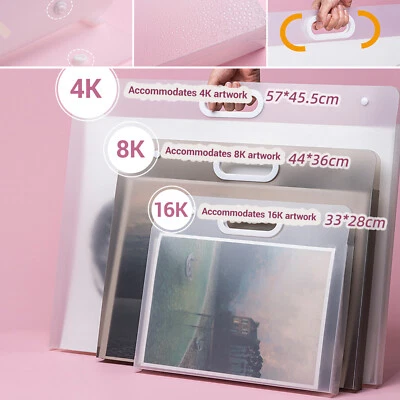 A4 A3 A2 Art Portfolio Clear Handle Carry File Artwork Storage Case Folder - Image 1 of 4