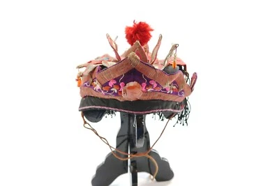 Antique Chinese Embroidered HAT with Red Tassels and Finial Handmade CHILD SIZE - Image 1 of 4