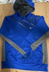 Champion Youth Medium Boys Pullover Hoodie Sweatshirt Logo Blue Nylon - Picture 1 of 6