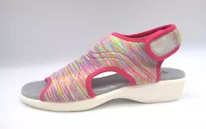 Bees by Beacon Pink Rainbow Stretch Fabric Sport Sandals Women's Size 7.5 M - Picture 1 of 7