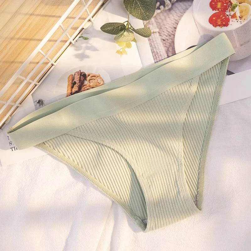 Women Comfortable Cotton Solid Underwear Sexy Underpants High-Elastic - Image 1 of 4
