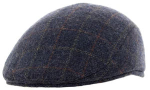Heritage Traditions Mens Blue Window Pane Tweed Flat Cap, Check Flat Cap - Picture 1 of 1