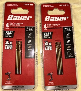 Bauer 1891A-B18 4 Stück 3/32" Titan Bohrer 2 Stück ungeöffnet - Bild 1 von 4