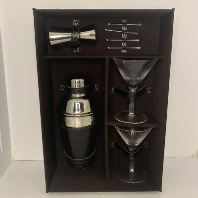 Estuche Martini de Viaje Ejecutivo de Cuero Vintage con Accesorios Cerámica Granero Foto 1 de 4