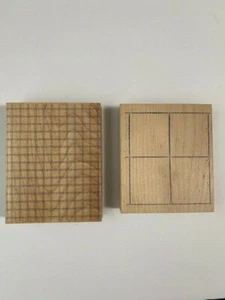 Lot of 2 Rubber Big Stamp Plaid Pattern and Four Squares Mounted Stamps - Picture 1 of 4