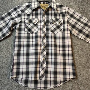 Wrangler Western Wear Retro Shirt Boy's Medium Toddler Gray Pearl Snap Rodeo - Picture 1 of 11
