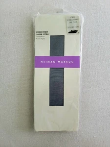 Vintage Neiman Marcus Sheer Lycra Knee Highs Sandalfoot Fits 8.5-11 Navy Blue  - Picture 1 of 3