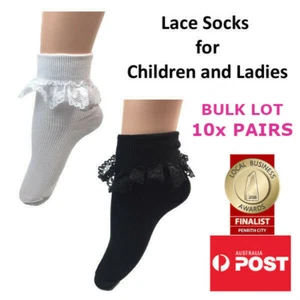 Frilly Lace Socks for Girls and Ladies School Dance Socks BULK LOT of 10x PAIRS - Picture 1 of 8