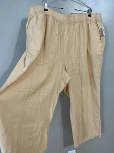 Old Navy Womens Plus Yellow Linen Wide Leg High Rise Pull On Crop Pants 4 X NWT - Picture 1 of 14