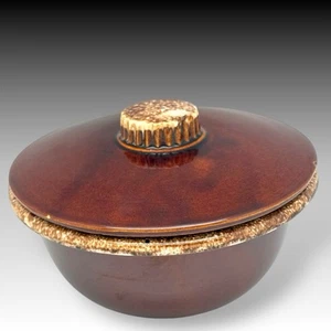 VTG Hull Brown Drip 8.25" Covered Casserole Bowl OVEN PROOF USA Pottery Dish - Picture 1 of 9